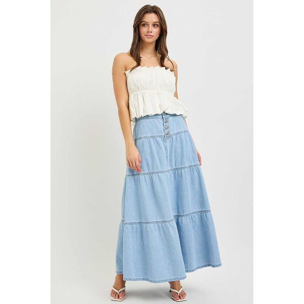 RISEN High Rise Ruffle Long Skirts - Small - Picture 5 of 6